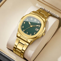 Luxury Men (Without Box) Business Watch, Stainless Steel Watch With Calendar