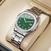 Luxury Men (Without Box) Business Watch, Stainless Steel Watch With Calendar