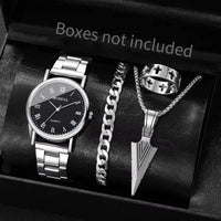 4pcs/Set Fashion (Without Box ) Men Business Watches, Dial Quartz, Jewelry Set