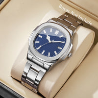 Luxury Men (Without Box) Business Watch, Stainless Steel Watch With Calendar