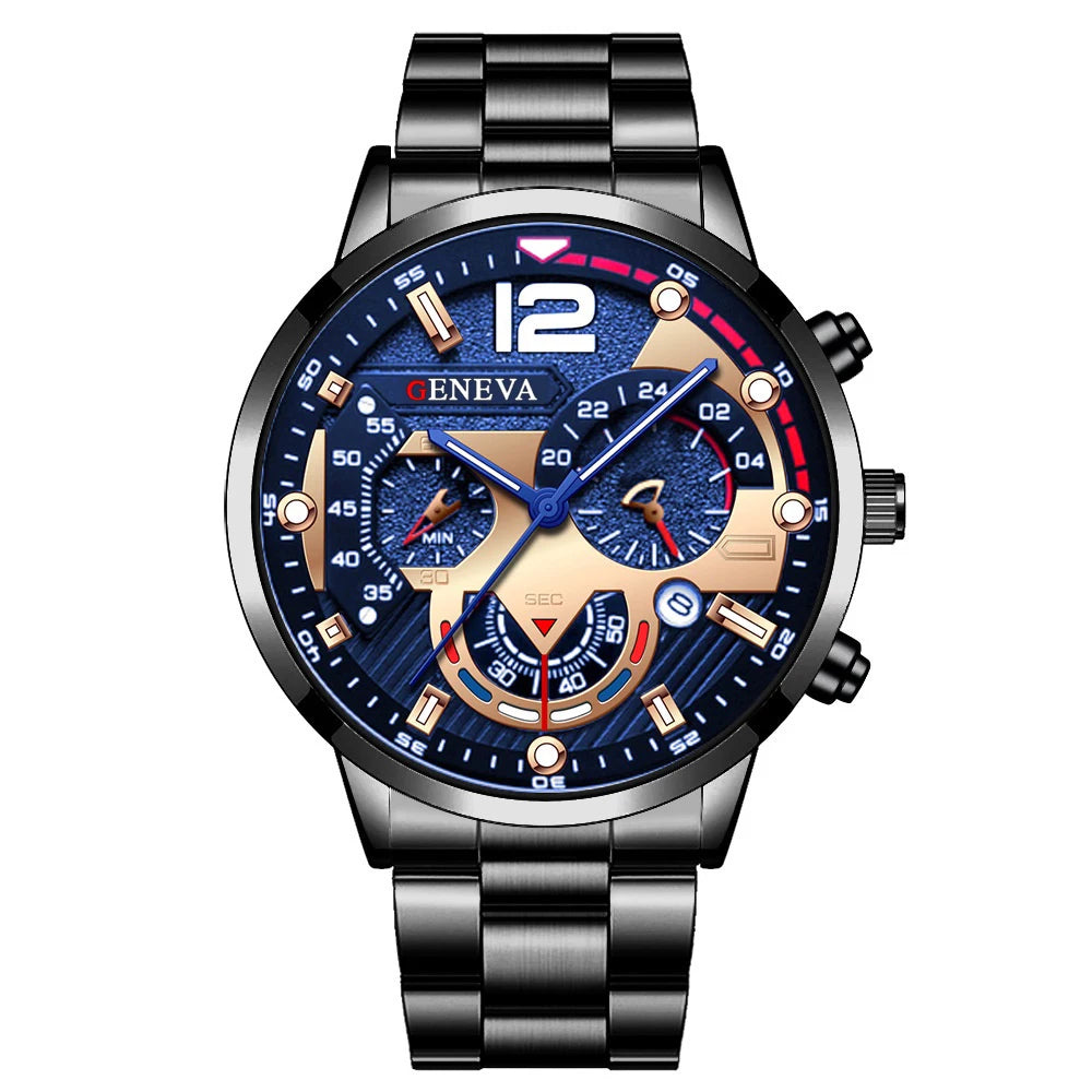 Fashion Men's Watch, Stainless Steel Band, Wristwatch With Calendar