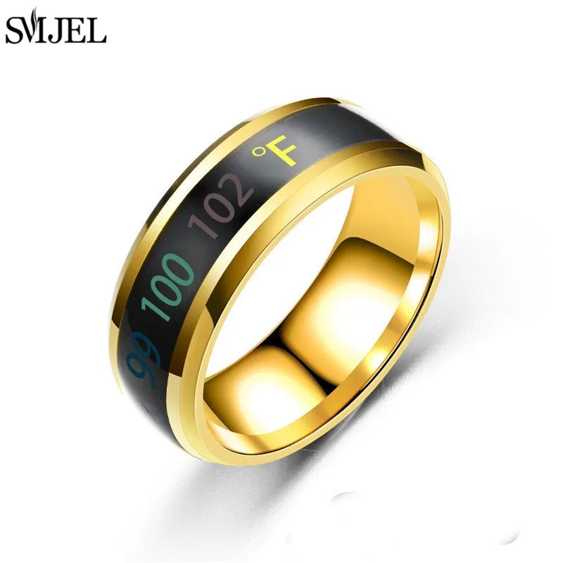 Smart Stainless Steel Sensor Body Temperature Ring for Couples, Multifunctional