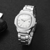 Luxury Men (Without Box) Business Watch, Stainless Steel Watch With Calendar