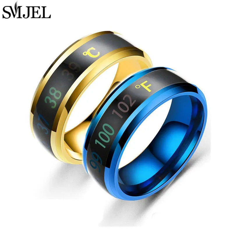 Smart Stainless Steel Sensor Body Temperature Ring for Couples, Multifunctional