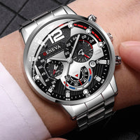 Fashion Men's Watch, Stainless Steel Band, Wristwatch With Calendar