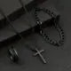 4-Piece/Set（Without Box ) Black Watch Set With Bracelet, Necklace, and Ring