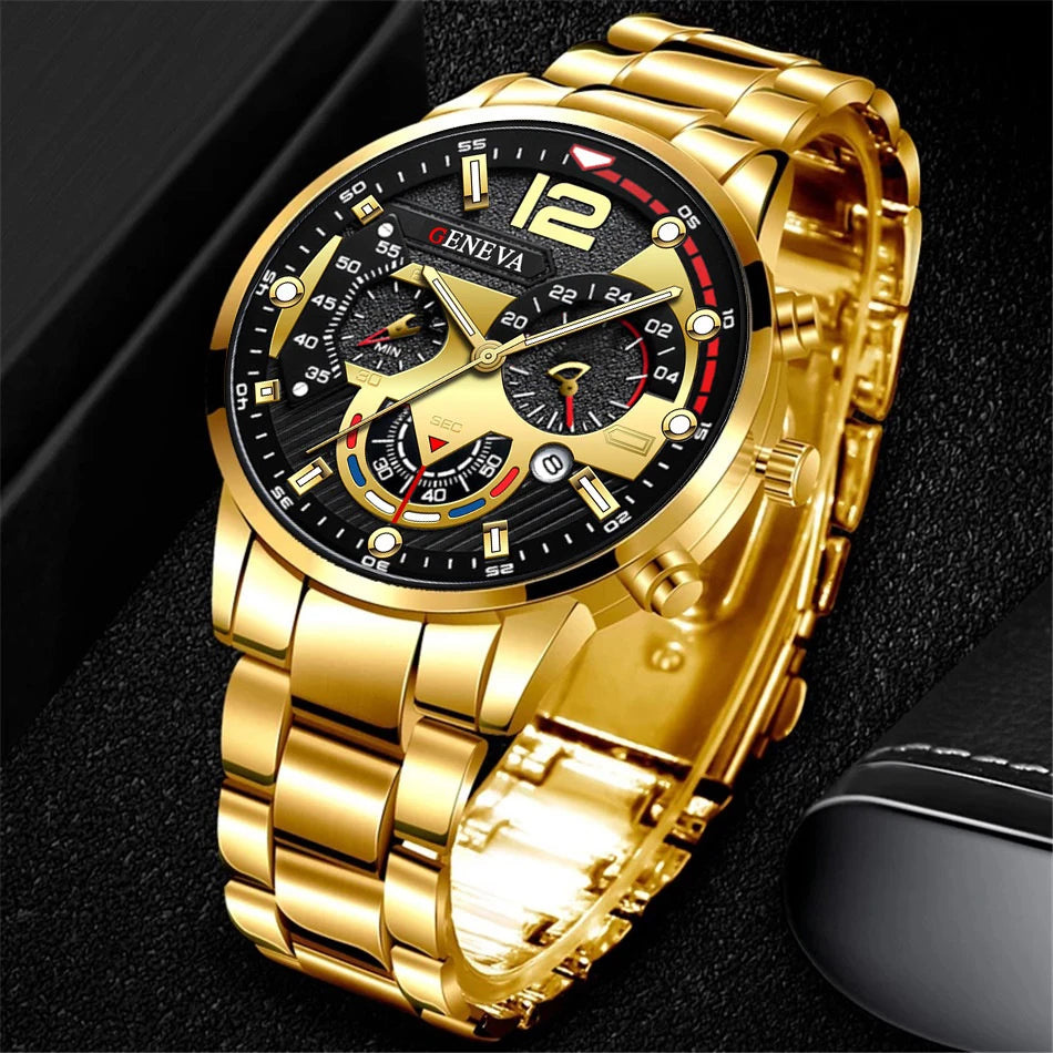 Fashion Men's Watch, Stainless Steel Band, Wristwatch With Calendar