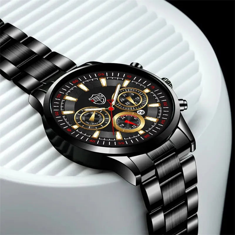 Fashion Men's Watches Business Stainless Steel Quartz Wrist Watch