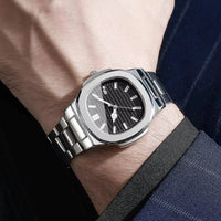 Luxury Men (Without Box) Business Watch, Stainless Steel Watch With Calendar